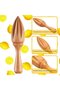 2-Piece Beech Wood Manual Citrus Juicer - Lemon & Orange Hand Press Tool - 16 * 3.50 * 3.50 cm - Natural - 5
