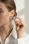 Women's Daisy Flower Design Gray Bijoux Earrings - 3