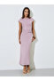 Lilac Gathered Cap Sleeves A-Line Maxi Dress