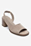 Women's Thick Heel Thick Strap Sandals Real Leather Zy 4115 Suede Mink - 2