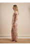 Beige Floral Printed Nightwear Top With Matching Pants - 2
