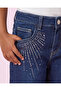 Girls Navy Studded Wide Leg Jeans - 3