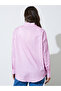 Pink Striped Long Sleeves Oversized Shirt - 5