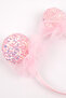 Pink Sequined Ears Tulle Detailed Girls' Crown - 3