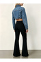 Black Solid Flared Pants - 3