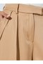 Beige Wide Leg Formal Trousers with Pleat Detail - 3
