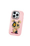 iPhone 15 Pro Compatible Case with Camera Protection Pink Silicone Couple Phone Case with Character Pattern - 3
