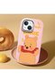 iPhone 13 Mini Compatible Case Camera Protector Pink Silicone Couple Phone Case with Bear Pattern - 2