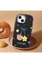iPhone 15 Compatible Case with Camera Protection Black Silicone Couple Phone Case with Bear Pattern - 2