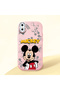 iPhone X Compatible Case Camera Protector Pink Silicone Couple Phone Case Character Patterned