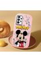 Samsung Galaxy A33 Compatible Case Camera Protector Pink Silicone Couple Phone Case Character Patterned - 2