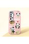 Oppo A54S Compatible Case Camera Protector Pink Silicone Couple Phone Case Panda Patterned