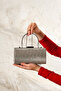 Women's Platinum Zigzag Patterned Metal Handle Evening Dress Wedding Invitation Bag - 3