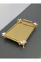 Figured, Metal-Handled, Stainless Steel Rectangular Tray Luxury Presentation Tray North Gold