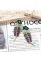 Fish Women's Colorful Stone Fishbone Figured Dangle Earrings - 2