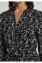 Regular Fit Printed Women's Black Long Sleeve Dress - 4