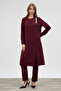 Stone Embellished Plus Size Suit - Burgundy