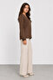Women's V-Neck Long Sleeve Blouse Trk 1076 - Brown - 2