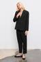 Women's Black Striped Pleated Fabric Trousers with Elastic Waist at the Back and Narrowable Legs - 2
