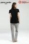 Paris Premium Women's Comfortable Fit Mock Neck Patterned Pocketed Short Sleeve Pajama Set - 5