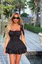 Thick Straps Button Detail Layered Special Design Mini Dress - 6