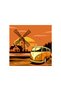 Women's Vintage Minibus Sunset Landscape Printed Casual Comfortable Cotton T-Shirt Windmill Design - 4