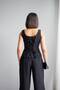 Women's Black Stone Button Detailed Corset Vest Double Set Nh265844 - 7