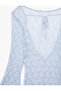 U Neck Spanish Long Sleeve Back Detailed Transparent Lace Mini Beach Dress - 3