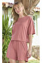 Short Sleeve Crew Neck Bottom Top Set - 4