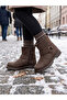 Genuine Leather Brown Orthopedic Zippered Girls' Boots - 3