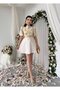 Women's Floral D. Sari Mini Dress with Floral Pattern Belt Detail and Balloon Sleeves in Linen - 4