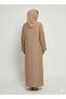 Taupe Nida Abaya | Star/Floral Silver Embellished Silhouette Dress | Rizqé Modest Luxury - 3