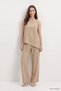 Asymmetrical Cut Blouse Trousers Set 8660A Mink - 3