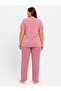 Plus Size Women's Summer Short Sleeve Awesome Pink Pajama Set - 4
