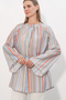 Women's Striped Lace-Up Oversize Tunic 50009 - Blue