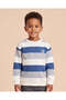Boys Blue Jacquard Striped Long Sleeve T-Shirt