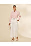 Women Pink Striped Button Down Shirt - 5