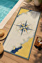 Vintage Compass Rose Yellow Nautical Map Patterned 70X150 Beach Towel - Digital Printed Bath Towel - 2