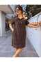 Embroidered Midi Dress Brown - 4