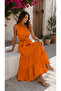 Timeless Elegance - Belted Buttoned Shirt Collar Layered Long Tricotone Dress