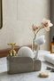 373 Stone Gray Marble Patterned Porcelain Liquid Soap Dispenser with Brush |   Gold Pumped