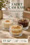 3-Piece Modern Striped Round Borosilicate Glass Bowl Set – Dessert Snack Appetizer Breakfast Presentation Bowl 400 ml - 2