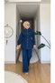 Women's Spanish Flare Jeans Suit with Brooch and Sewing Details