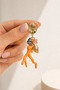Coral Sea Shell Figured Dangle Earrings with Special Glass Stone Detail Gold Color Plated Summer Concept Design Women's Earrings - 3
