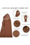 Instant Chiffon Hijab with Tie Back Under Cap Solid Color Soft Chiffon Scarf With Hijab Inner Caps F - 2