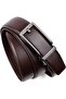 Men's Leather Belt with Adjustable Buckle (35mm Width) - Brown - 3