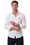 Men's White Wrinkle-Free Shirt Relaxed Fit 97% Cotton Lycra Embroidered 2602631