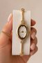 Vi̇sca Women's Wristwatch Gold Color Oval Case Bracelet Designed Elegant Stylish Watch Jewelry Looking Classic Women's Watch