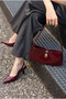 Women's Burgundy Pointed Toe Hazelnut Heel Classic Short Heeled Shoes Mera - 3