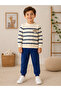 Boy's Teddy Bear Printed Striped Seasonal Sweatshirt Tracksuit 2-Piece Set 3-6 Years Old